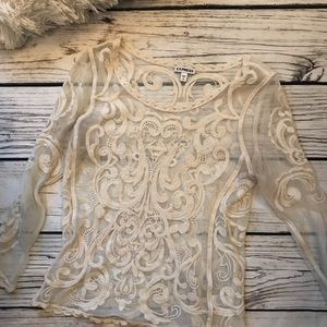 Sheer White Lace Express Longsleeve Blouse